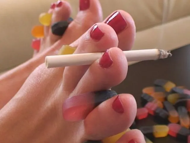 Red Toe-Nails Smoking