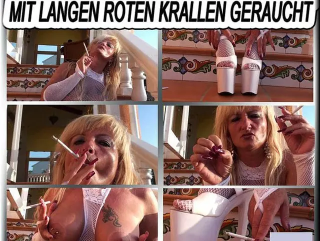 Userwunsch: In Extreme HighHeels mit langen roten Krallen geraucht