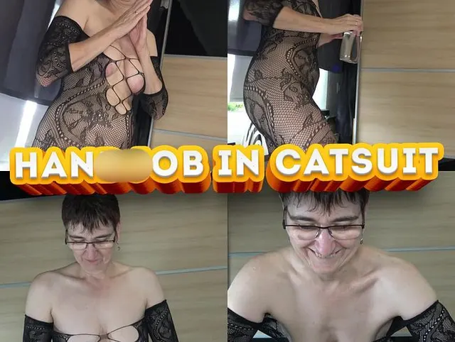 Handjob in Catsuit