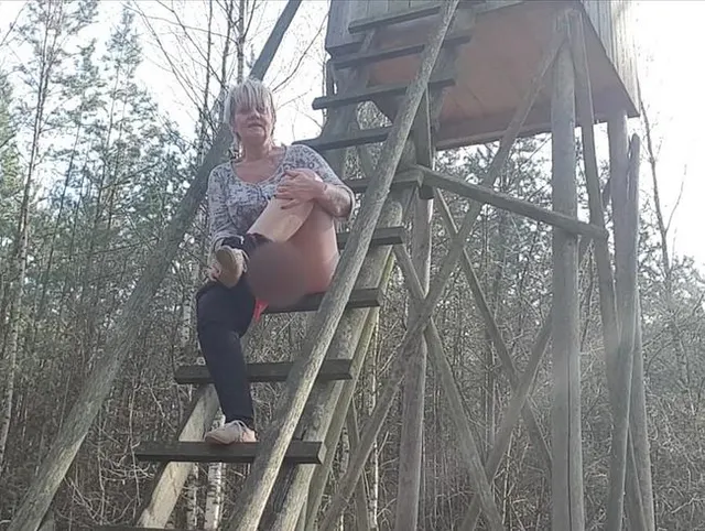 Im Wald auf dem Hochsitz.