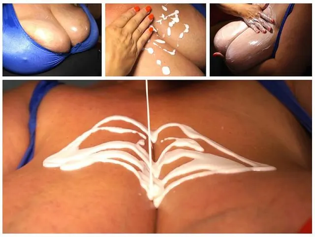 Meinen Riesenbusen mit Lotion eincremen