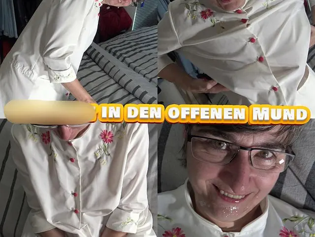 Cumshot in den offenen Mund