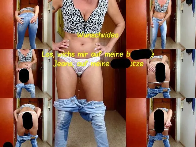 Wunschvideo: Los, wichs mir auf meine bepisste Jeans, auf meine Pissfotze