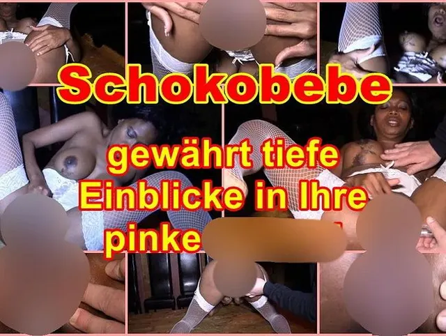 Schokobebe gewährt tiefe Einblicke in Ihre pinke Muschi.