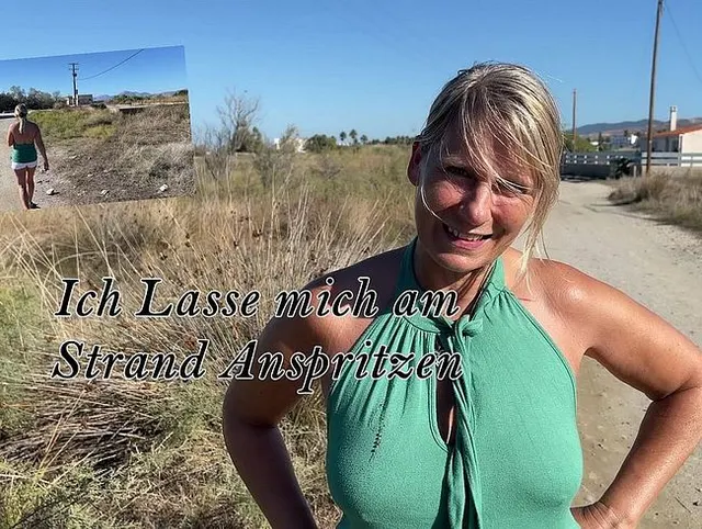 Ich lasse mich am Strand Anspritzen