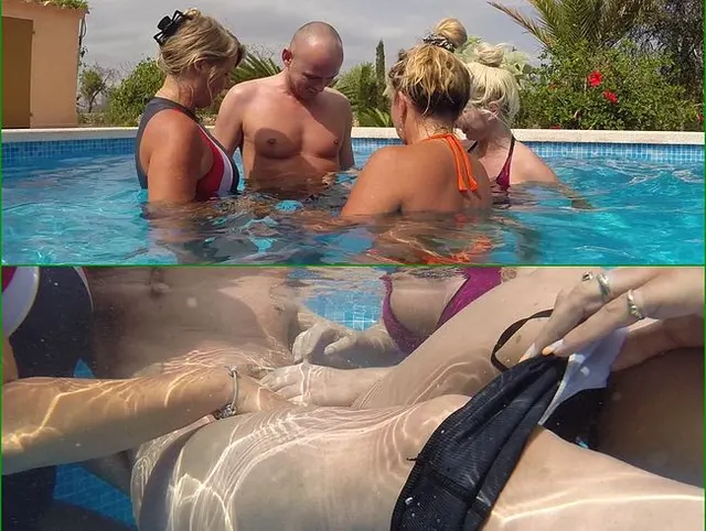 Heimlich unter Wasser im Hotelpool