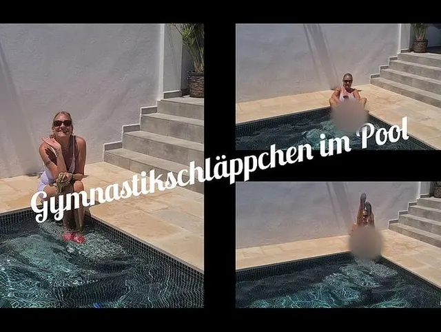 Gymnastikschläppchen im Pool